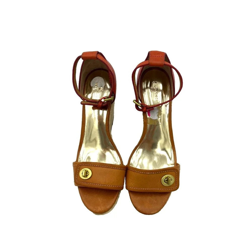 Coach Glinda Wedge  Ankle Strap Platform Espadrilles Sandals Q1776 Size 8 B